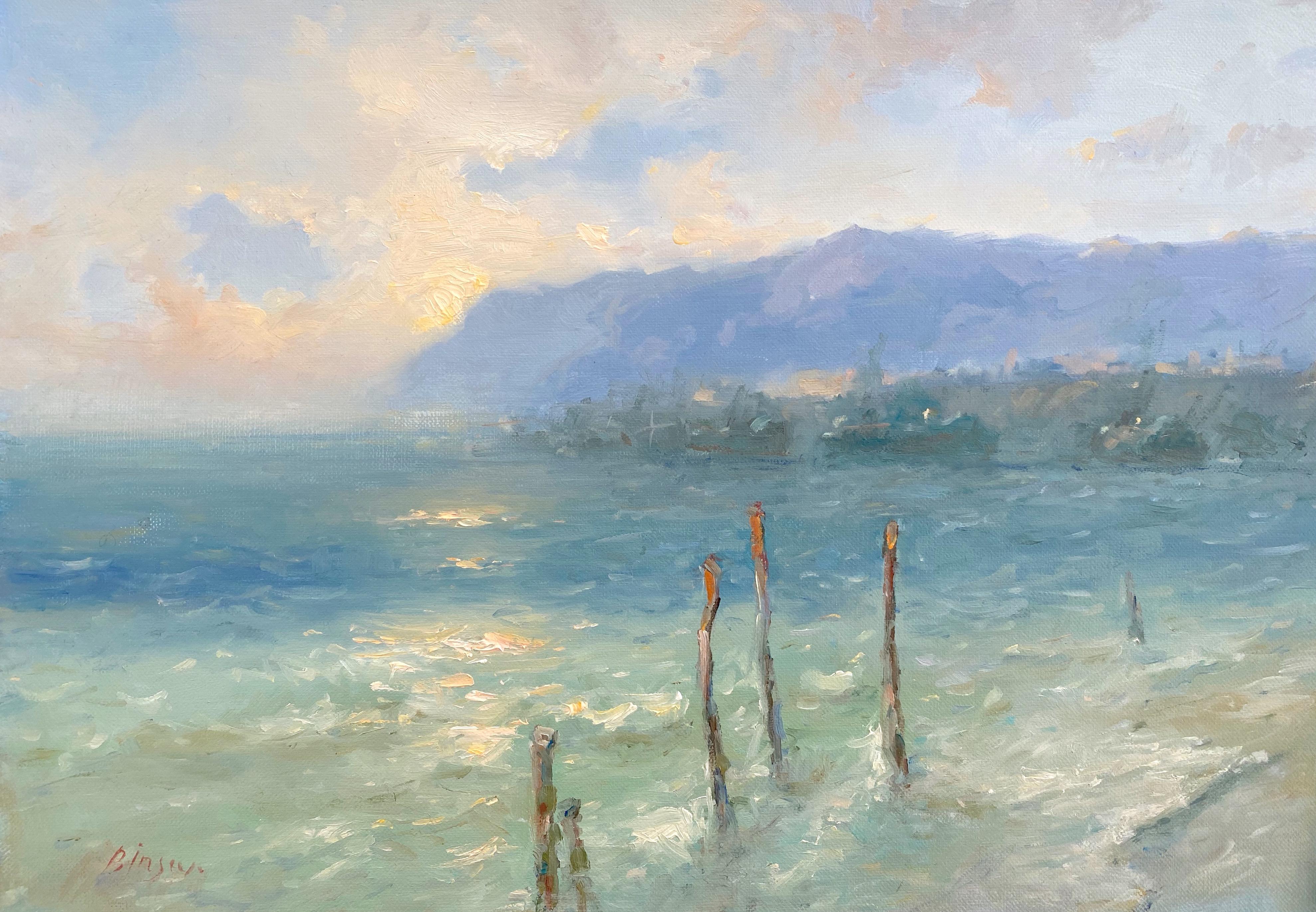 Karen Darbinyan Landscape Painting - Port Beach, Original oil Painting, Ready to Hang