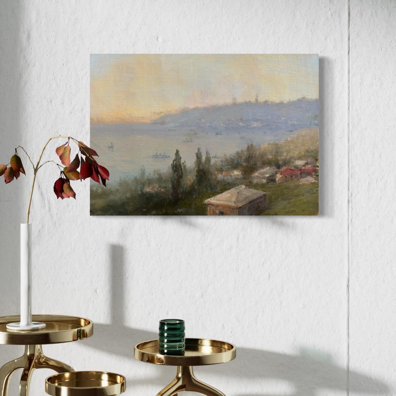 Port of Silence Seascape Original Oil Painting on Linen,  Ready to Hang For Sale 1