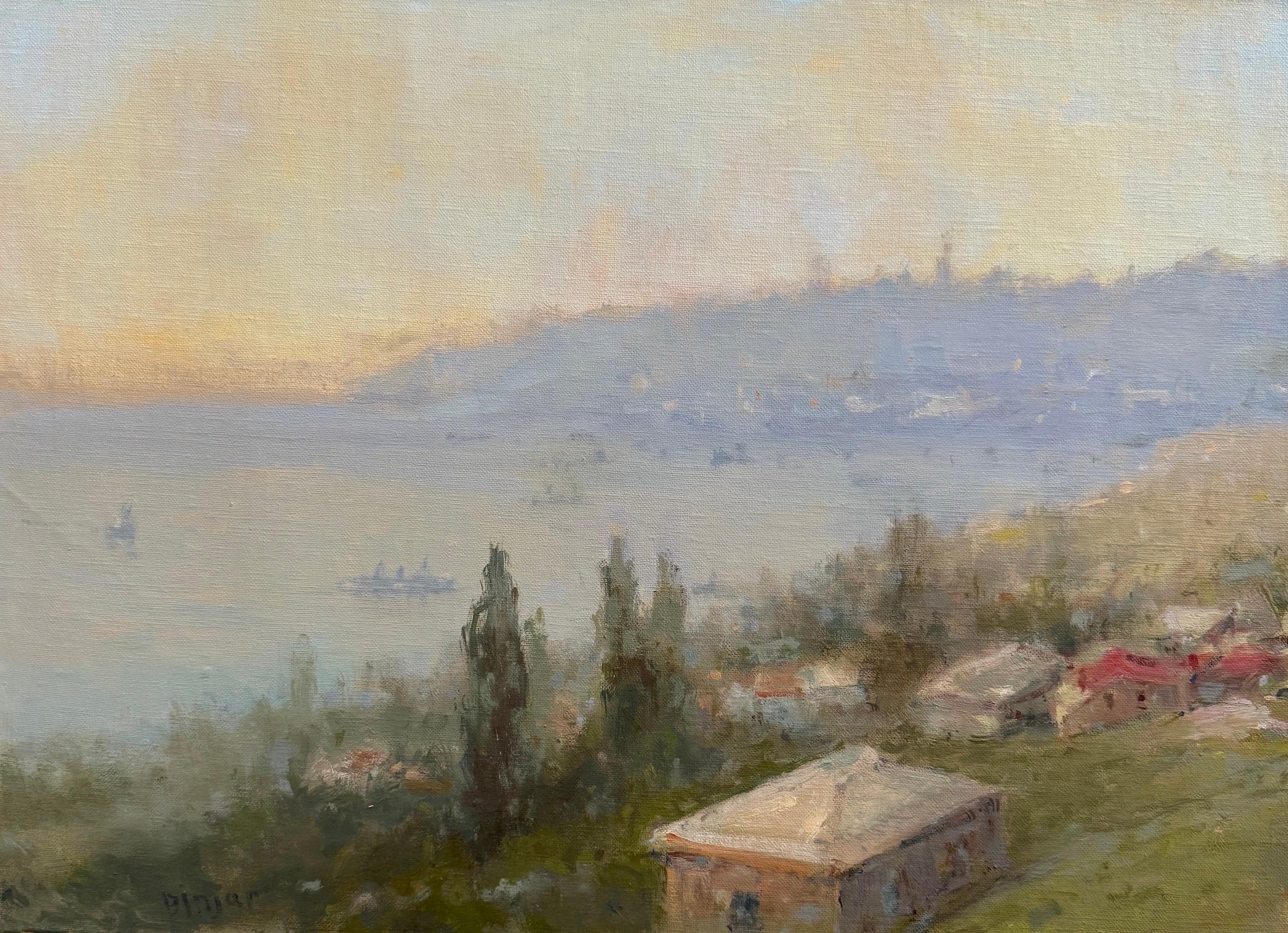Karen Darbinyan Landscape Painting - Port of Silence Seascape Original Oil Painting on Linen,  Ready to Hang