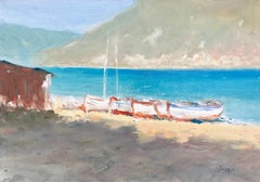 Boîtes à voile, peinture à l'huile originale, prête à être accrochée