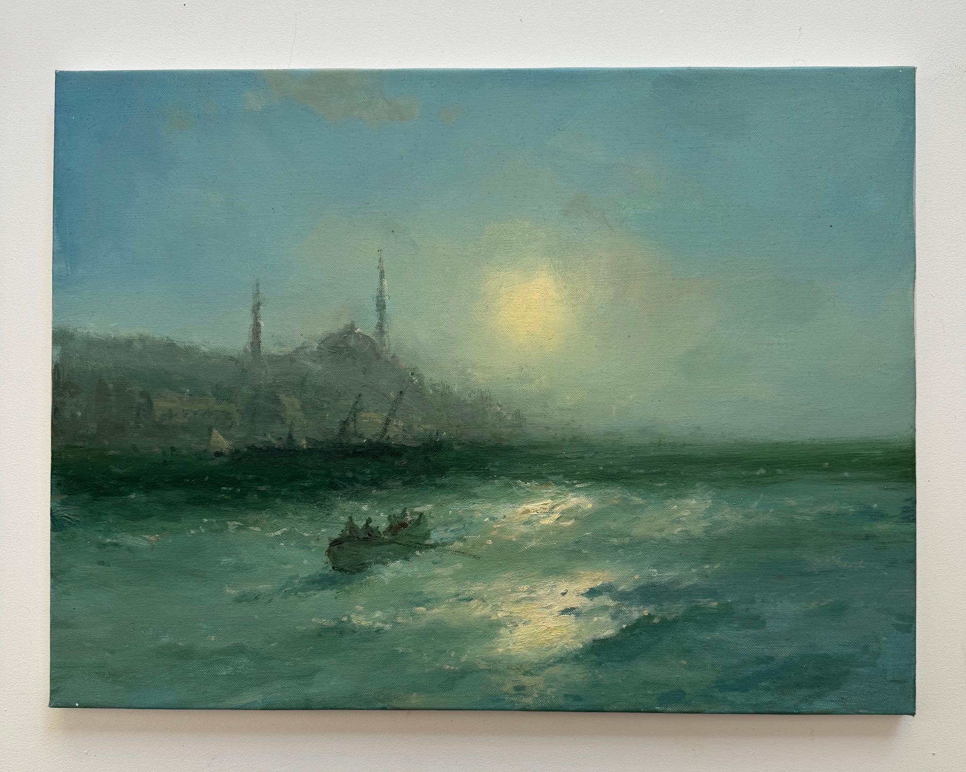 Paysage marin de Sainte-Sophie Peinture à l'huile originale sur lin,  Prêt à être accroché - Impressionnisme Painting par Karen Darbinyan