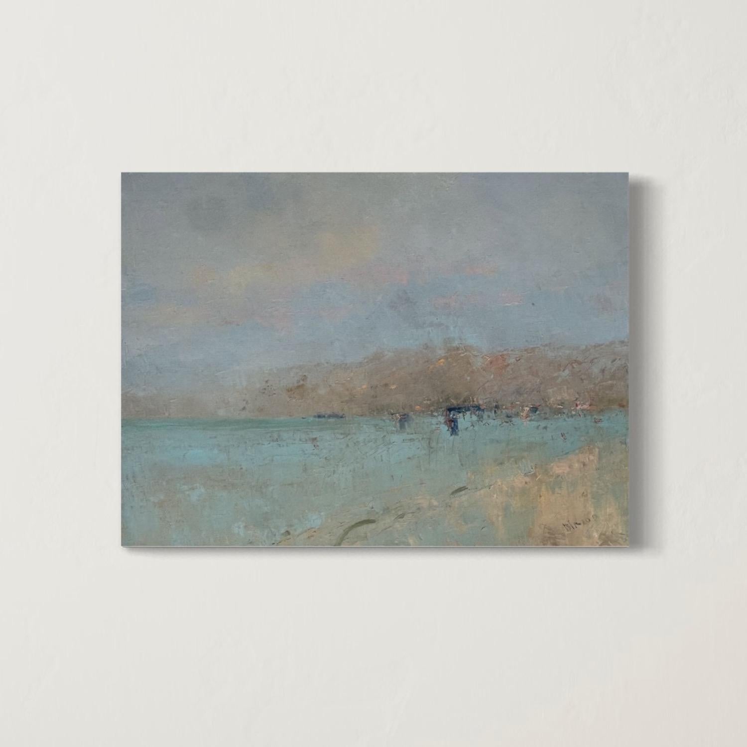 Seascape Coastal Original Oil Painting on Linen,  Ready to Hang For Sale 1