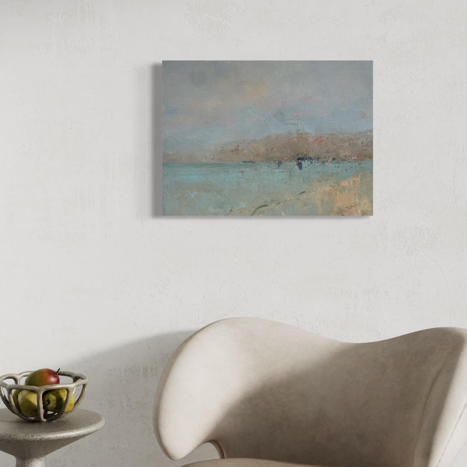 Seascape Coastal Original Oil Painting on Linen,  Ready to Hang For Sale 2