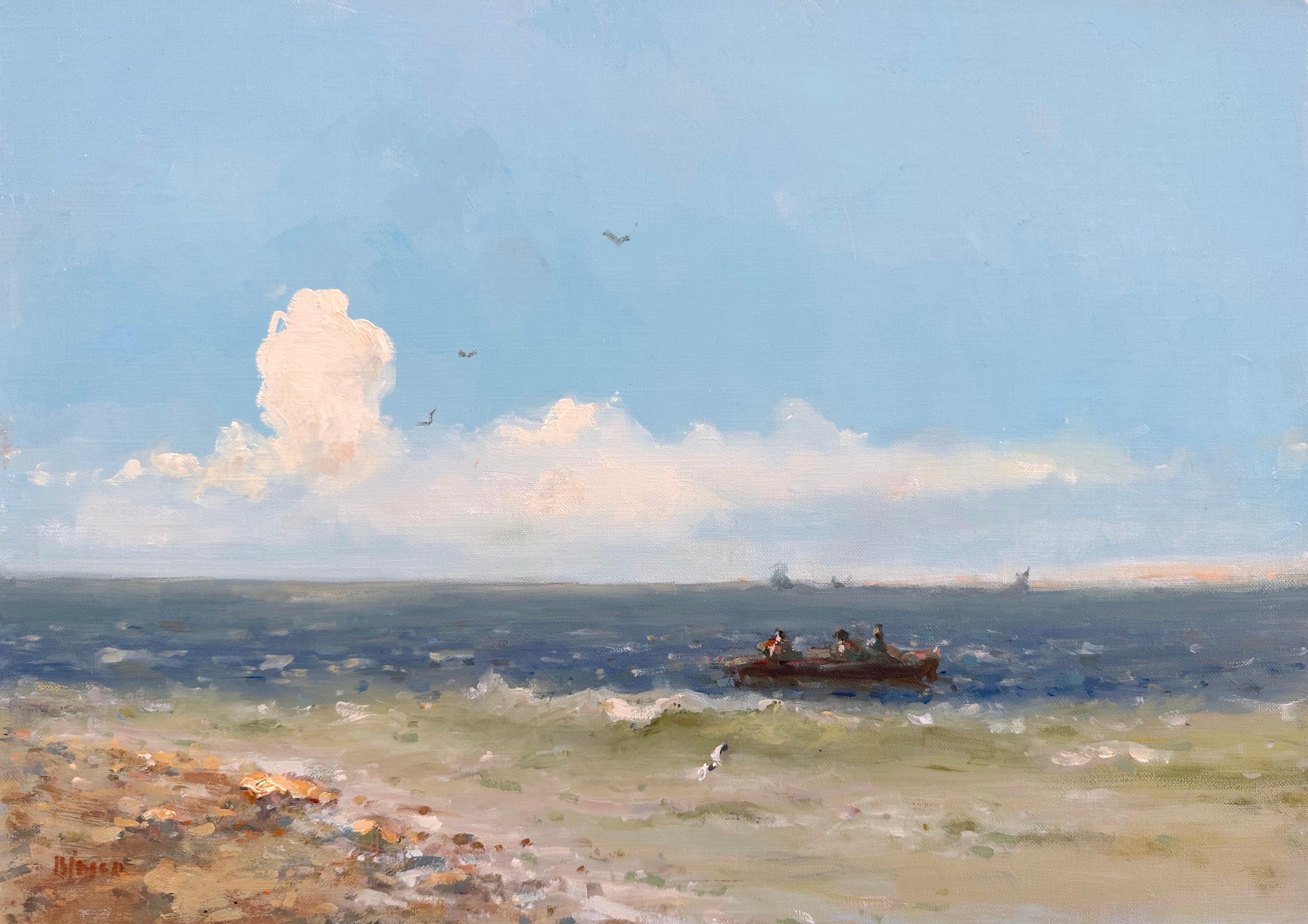 Karen Darbinyan Landscape Painting - Seashore, Coastal Original oil Painting, One of a Kind