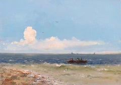 Seashore, peinture à l'huile originale, unique en son genre