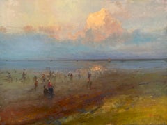 Orilla del mar, Costa Pintura al óleo original, Única en su género
