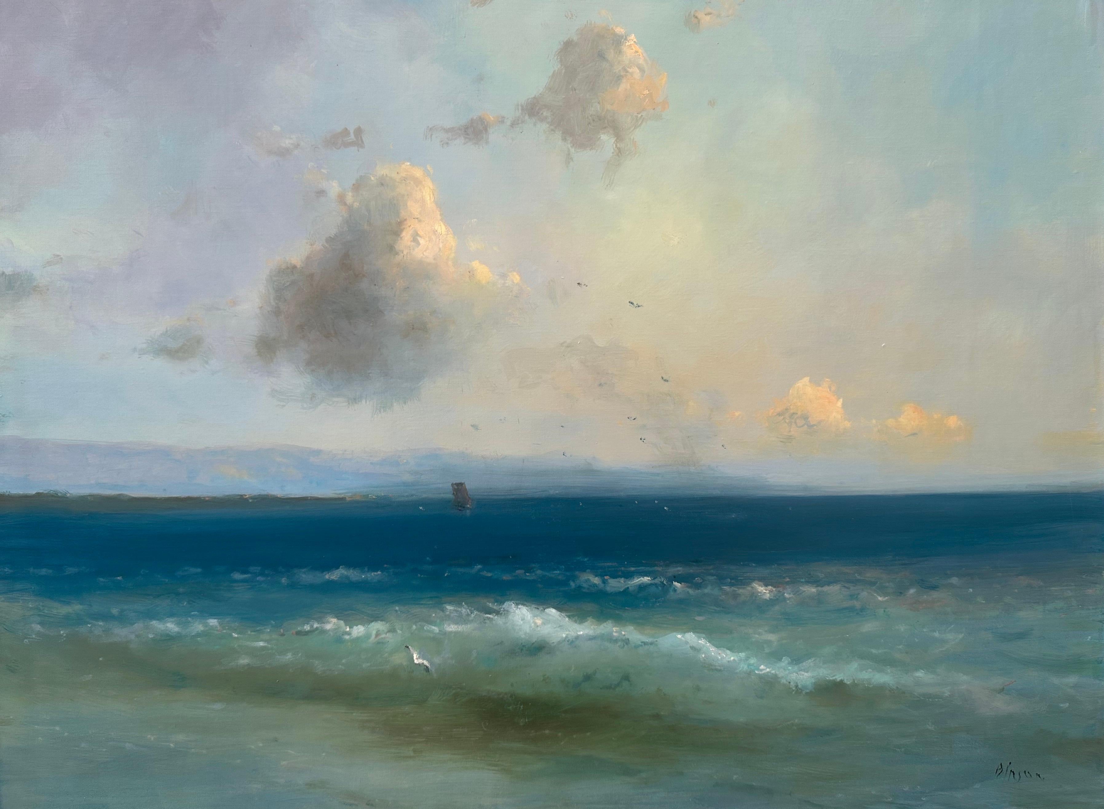 Karen Darbinyan Landscape Painting - South Bay, Seascape, Original oil Painting, One of a Kind