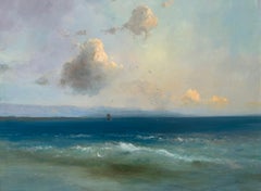 South Bay, paysage marin, peinture à l'huile originale, unique en son genre