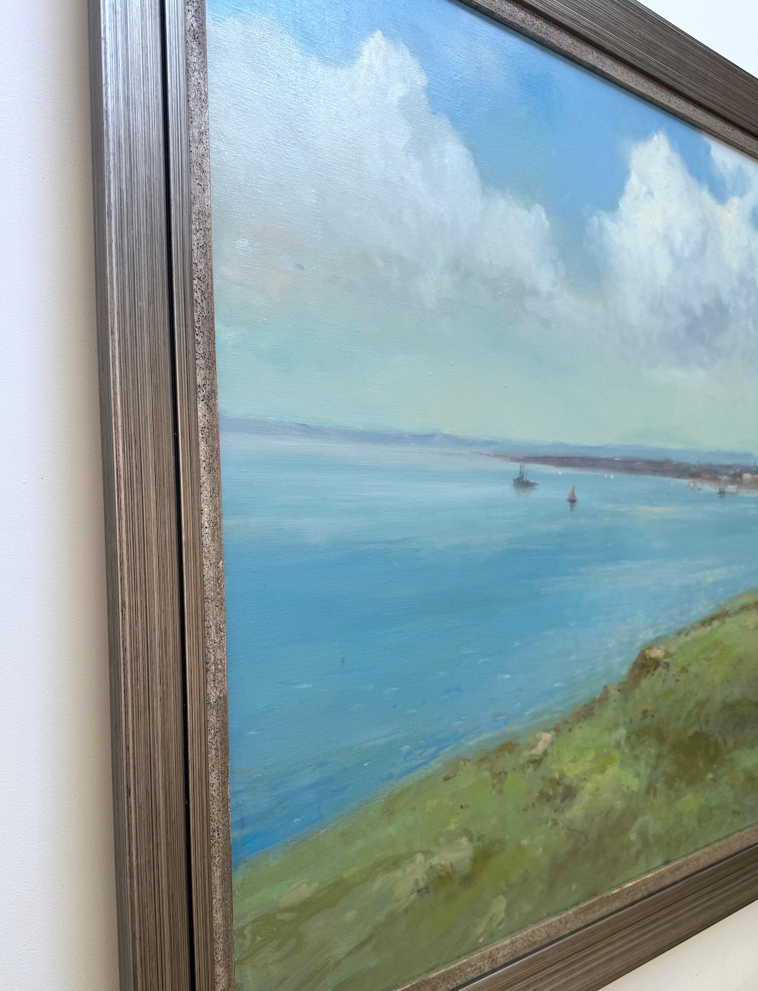 Still Horizon Seascape Peinture à l'huile originale sur lin,  Prêt à être accroché - Impressionnisme Painting par Karen Darbinyan