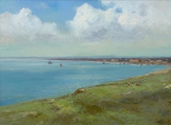 Still Horizon Seascape Original Oil Painting on Linen,  Ready to Hang