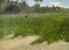 Field d'été, paysage, peinture à l'huile originale, unique en son genre