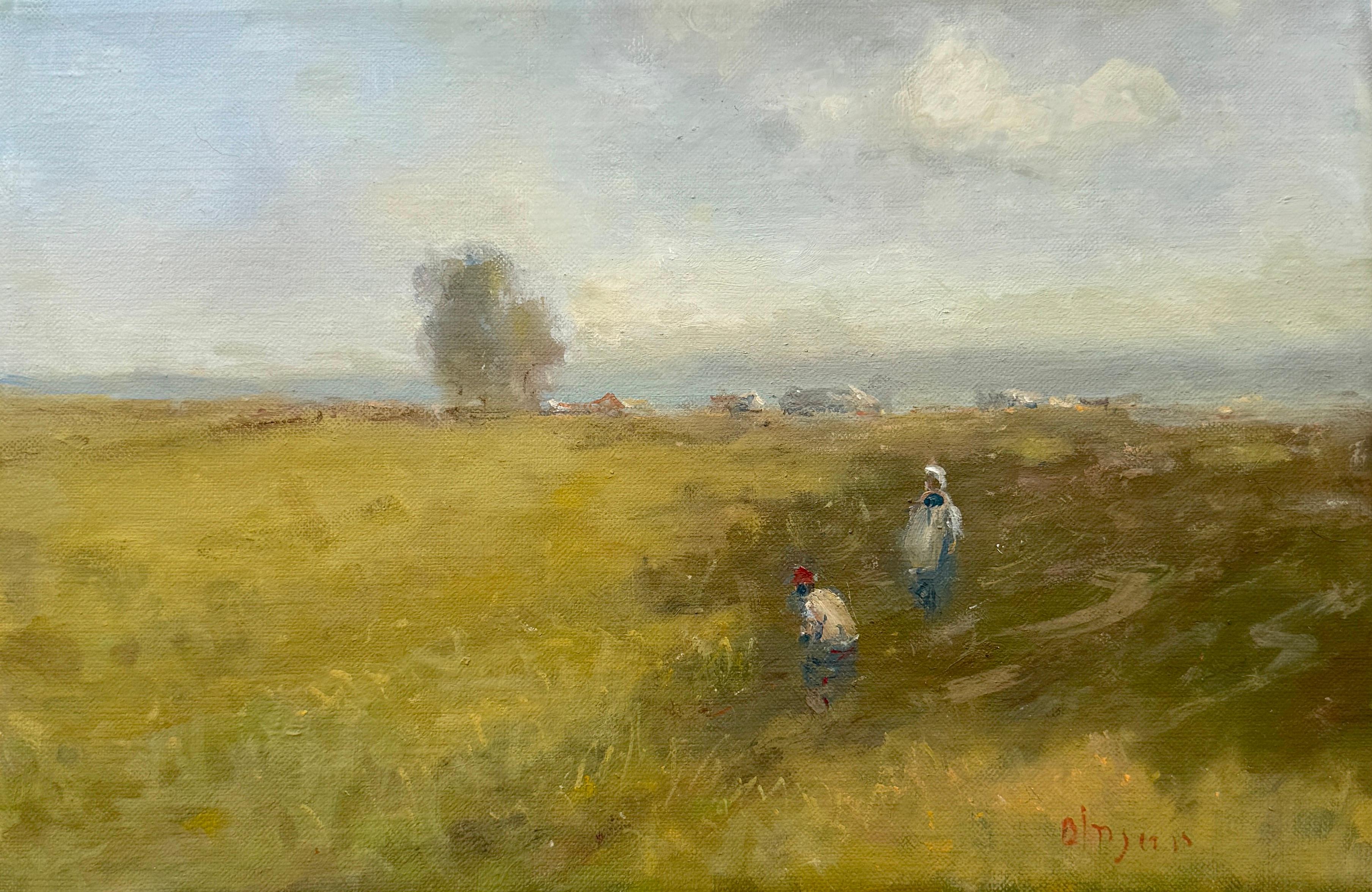 Valley d'été, peinture à l'huile impressionniste originale, unique en son genre