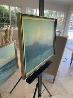 Sonnenuntergang, Meereslandschaft, Original Ölgemälde auf Leinen, gerahmt