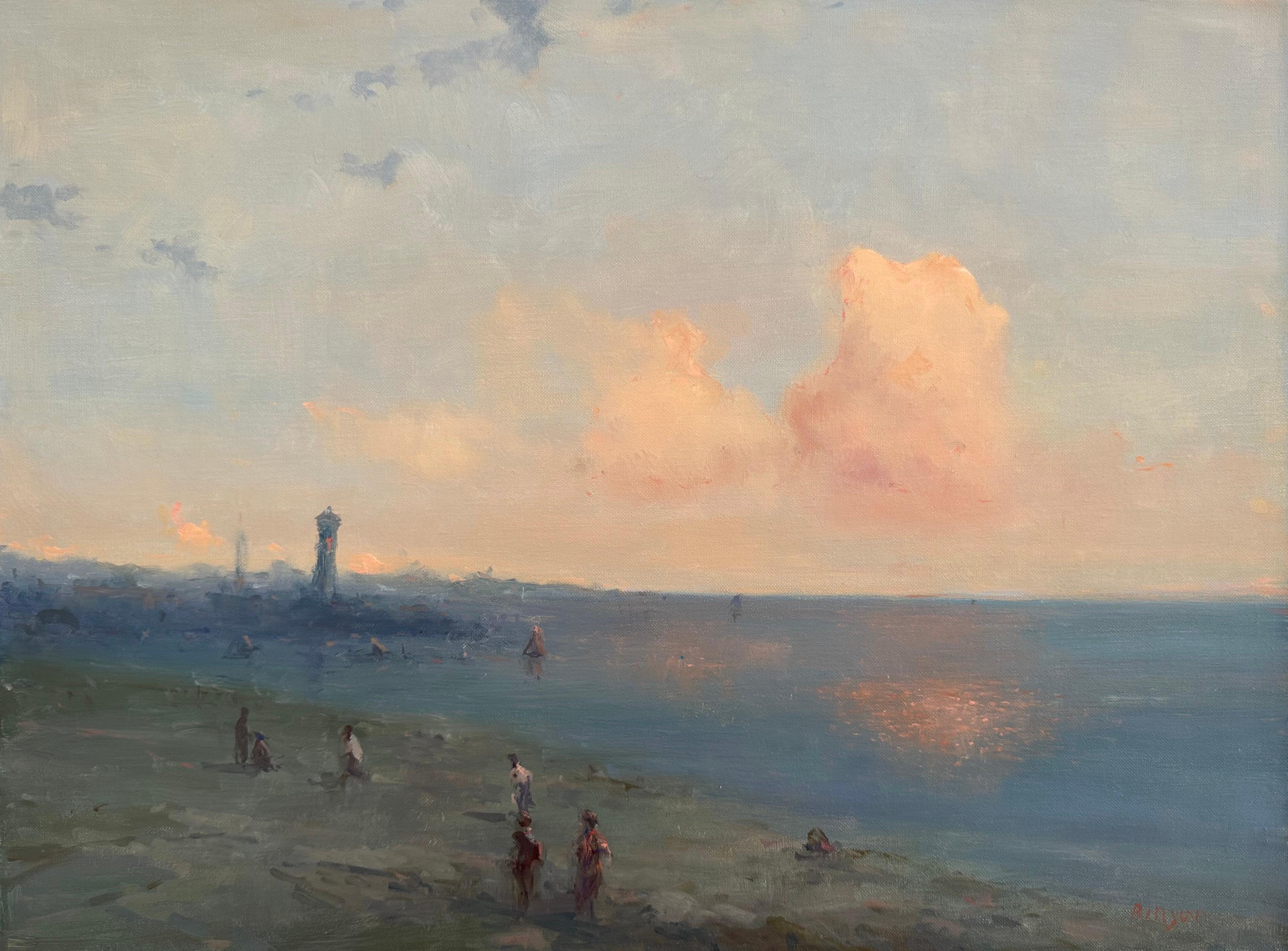 Karen Darbinyan Landscape Painting - Sunset, Seascape, Original oil Painting, One of a Kind