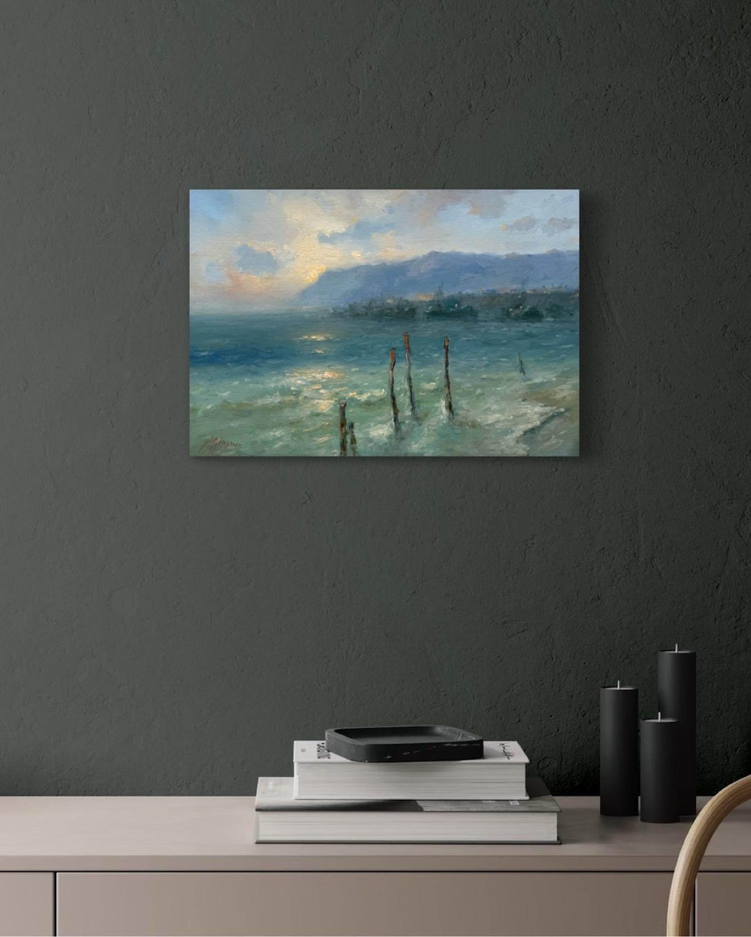 Peinture à l'huile originale sur lin,  Prêt à être accroché en vente 1