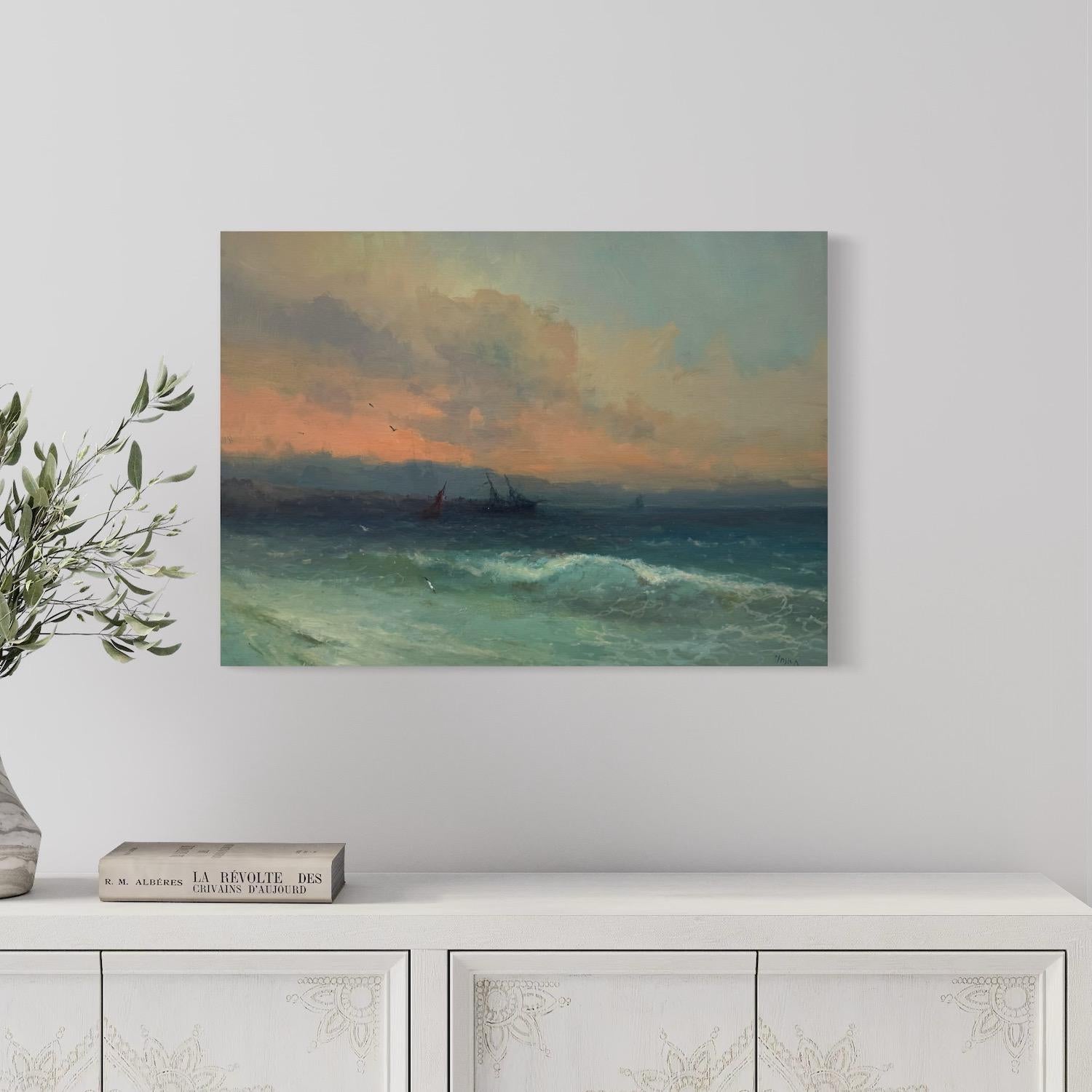 Peinture à l'huile originale sur lin,  Prêt à être accroché en vente 2