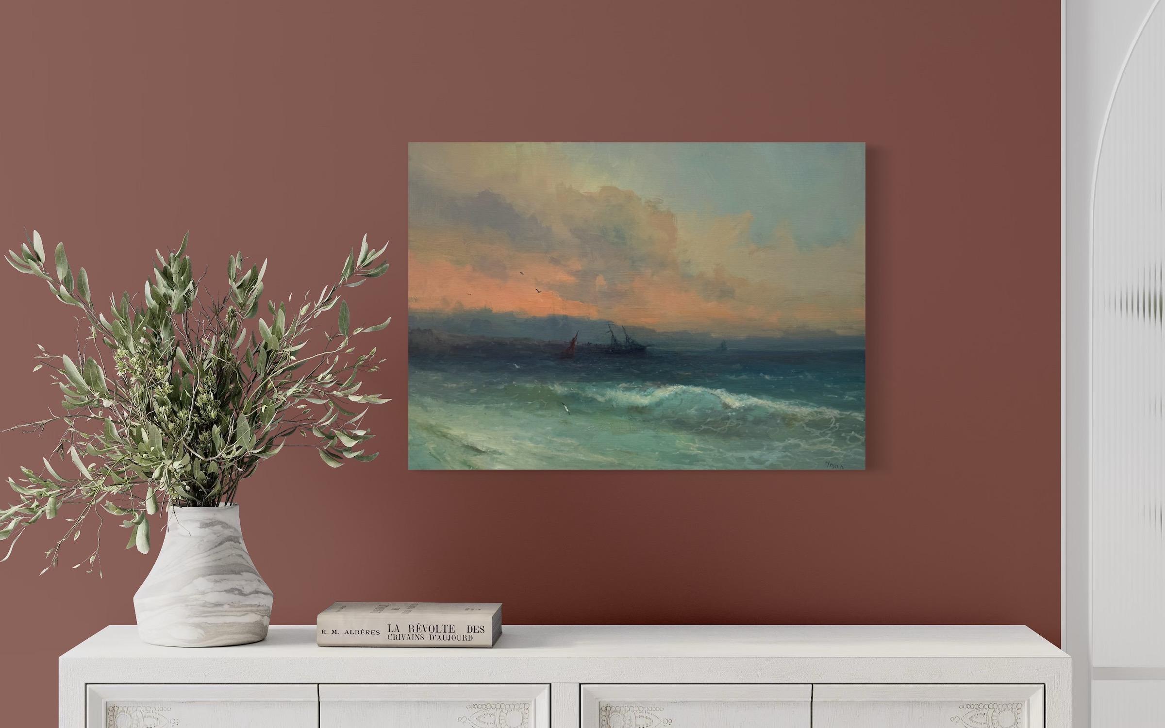 Peinture à l'huile originale sur lin,  Prêt à être accroché en vente 3
