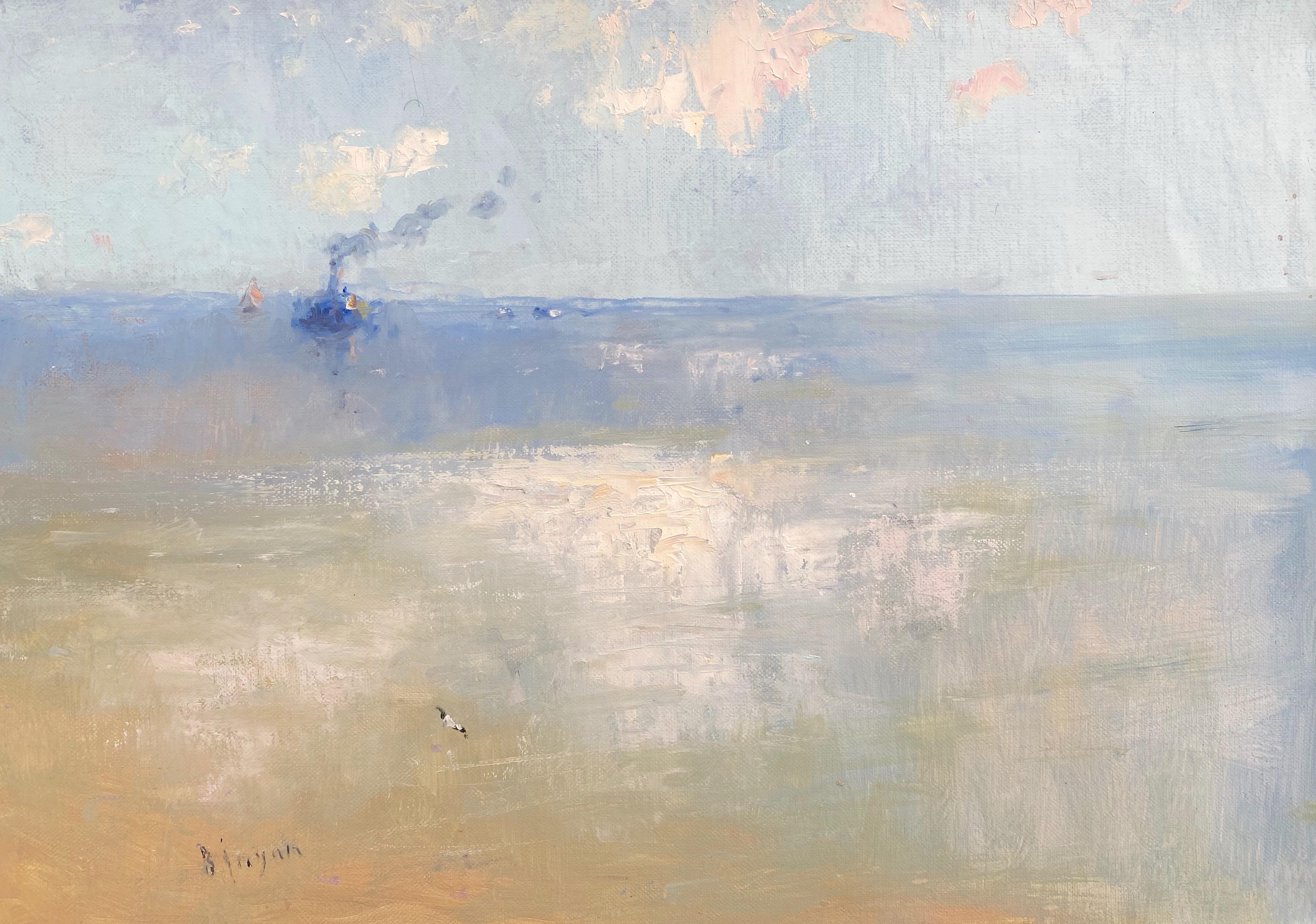 Tug, Seascape, Original oil Painting on Linen, Framed