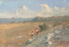 Valley, landscape, Impressionism, Original oil Painting Canvas art One of a Kind