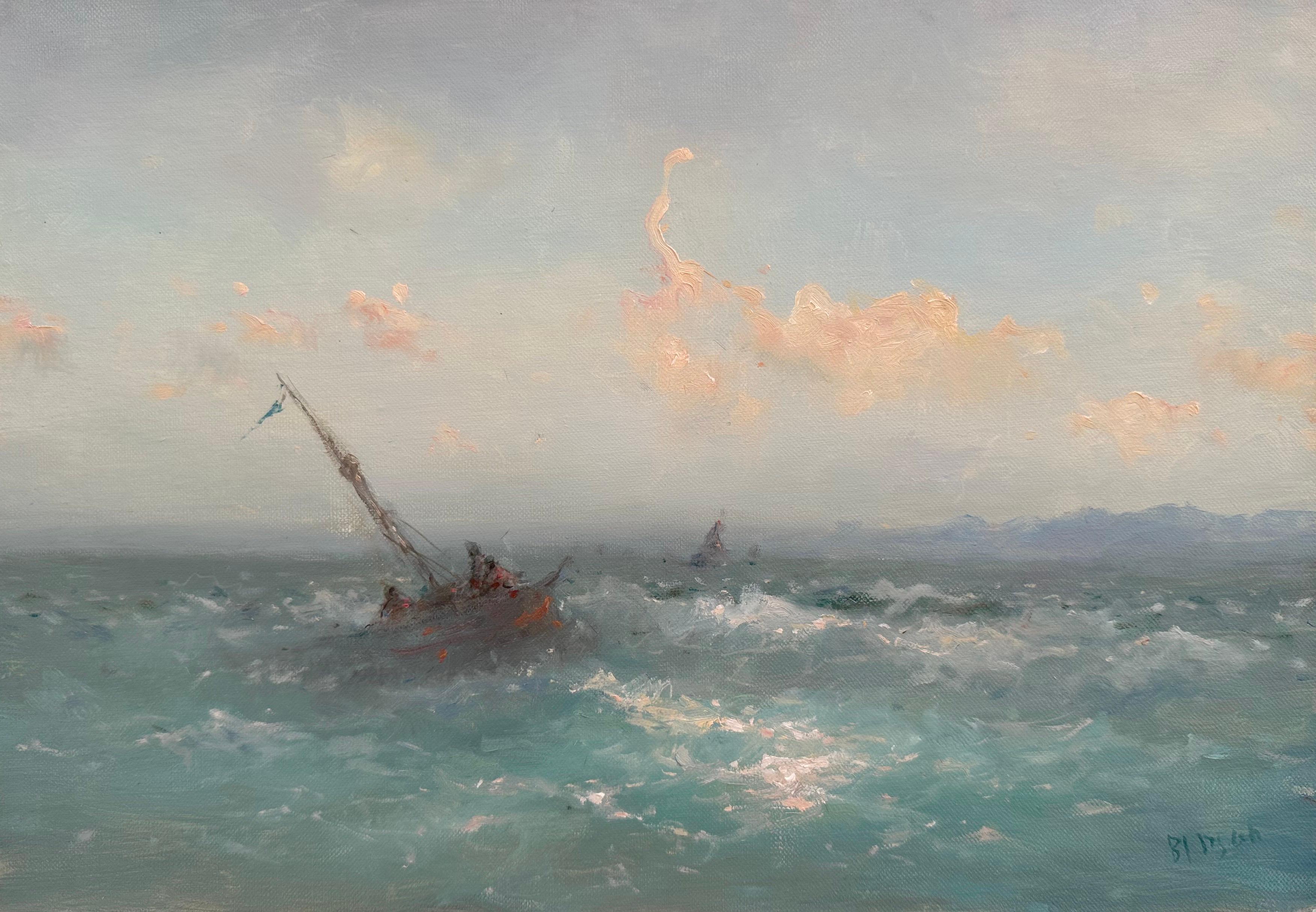 Karen Darbinyan Landscape Painting - Waves, Seascape, Original oil Painting, One of a Kind