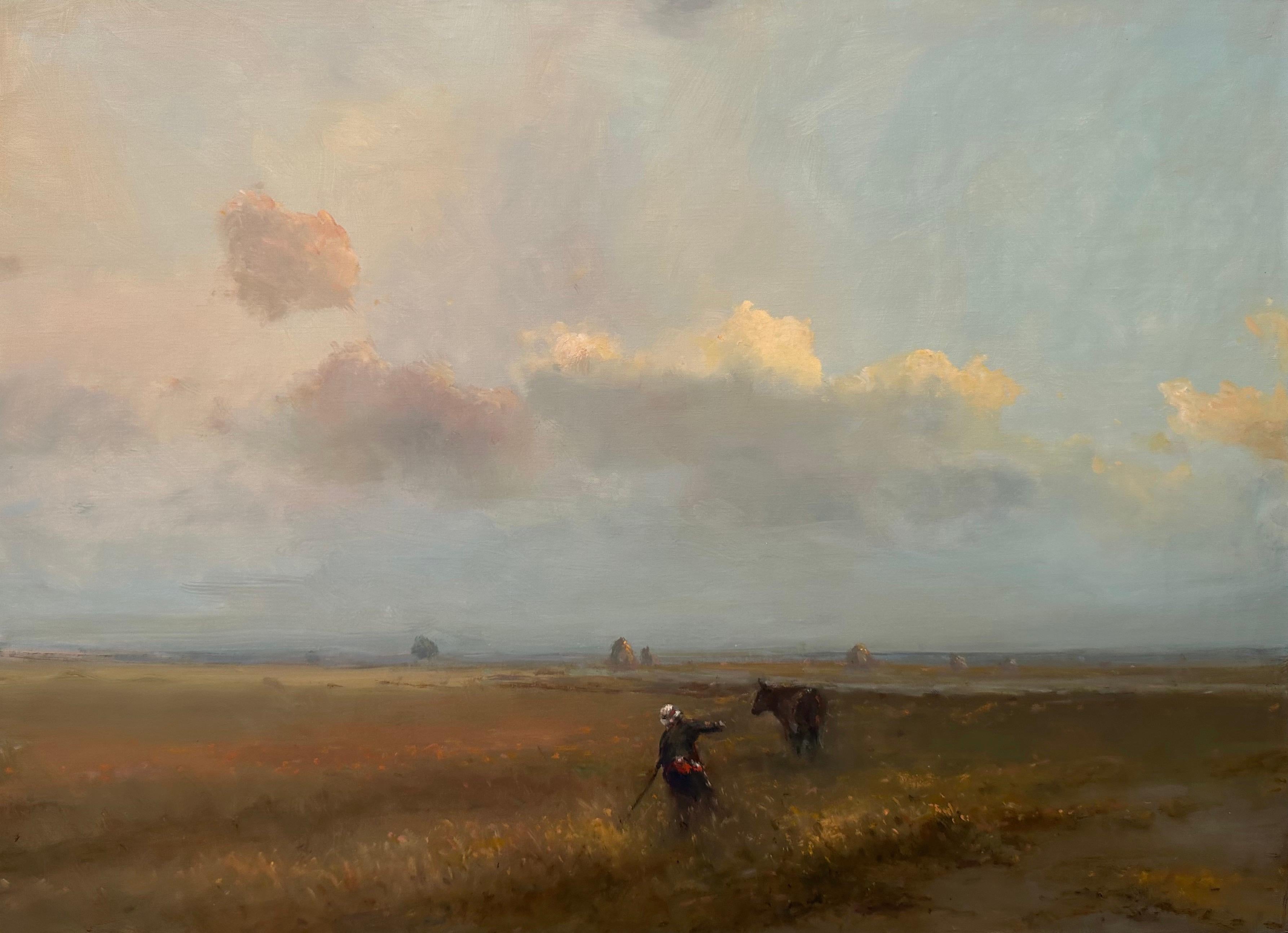 Karen Darbinyan Landscape Painting - Wheat Field, Original oil Painting, One of a Kind