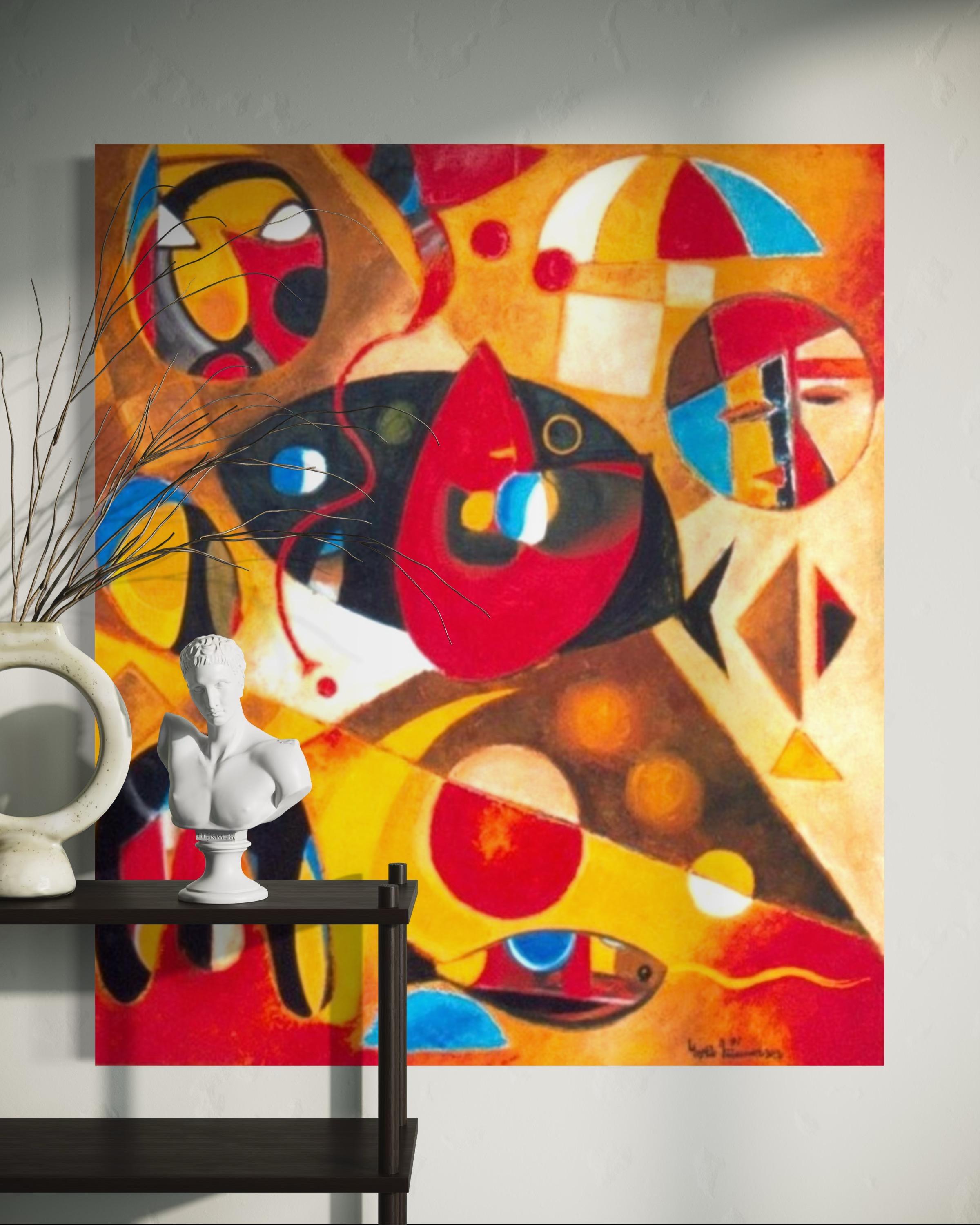 Big Black Fish Zeitgenössische Kunst Avant-Garde Originalgemälde Aufhängefertig im Angebot 1