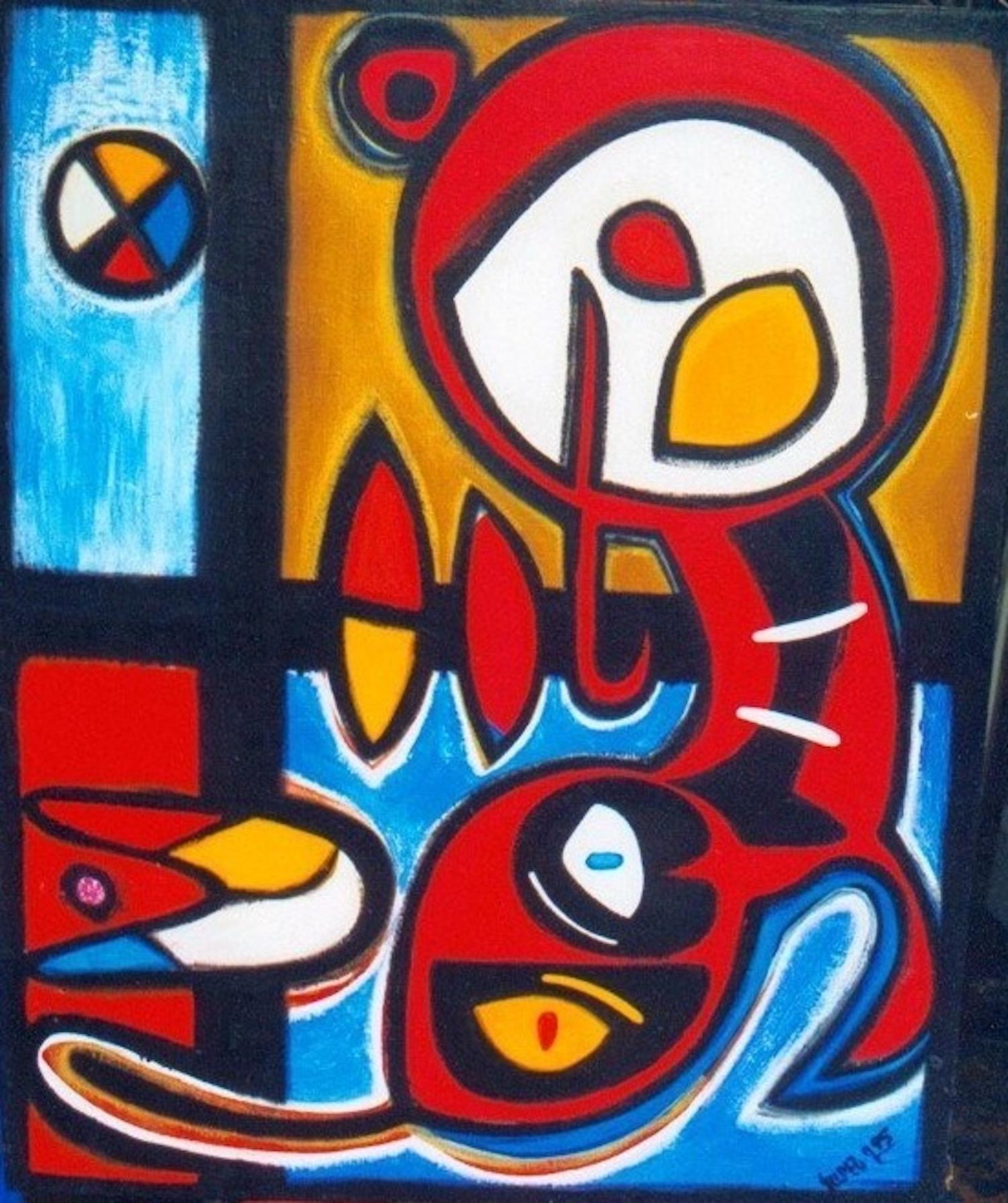 Chat Abstrait Art Contemporain Avant Garde Peinture à l
huile originale