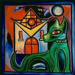 Cane Astratto Arte Contemporanea Avant Garde Pittura ad olio originale