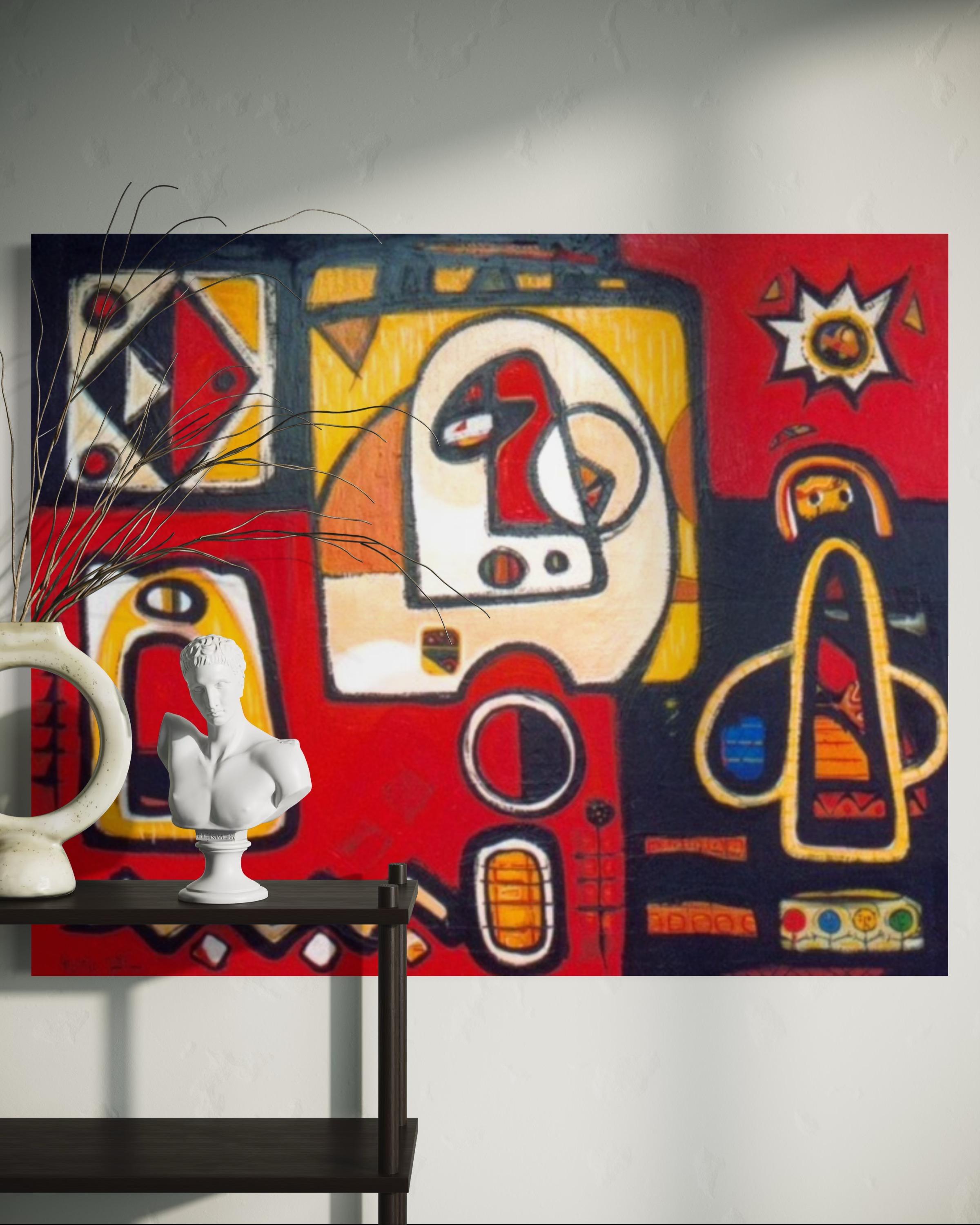 Rot und Schwarz Zeitgenössische Kunst Avant-Garde Originalgemälde Aufhängefertig (Impressionismus), Painting, von Karen Dolukhanyan