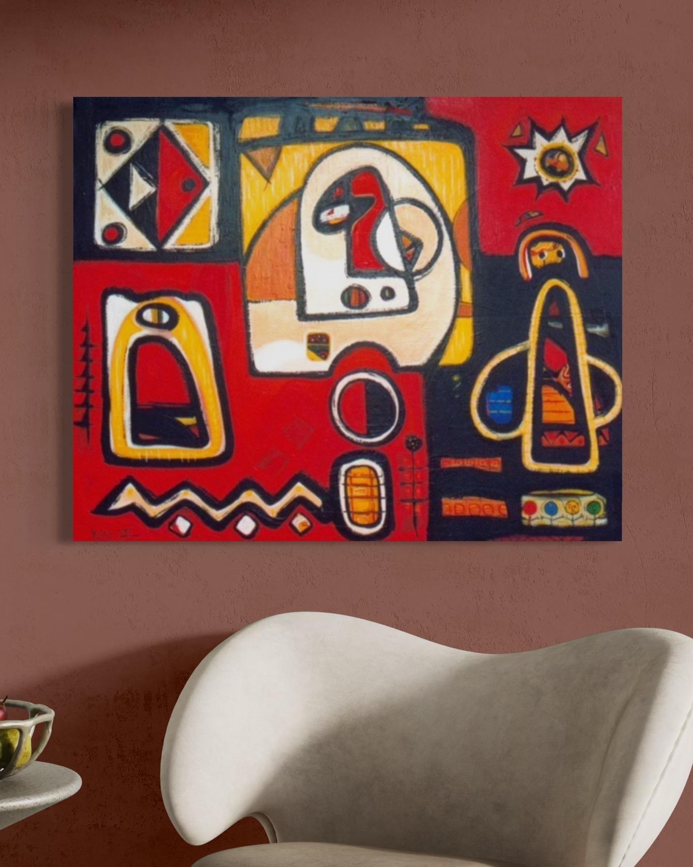 Rot und Schwarz Zeitgenössische Kunst Avant-Garde Originalgemälde Aufhängefertig im Angebot 2