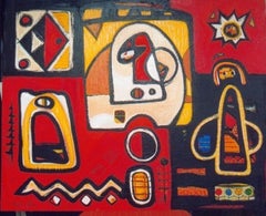 Rosso e nero Arte contemporanea Avant Garde Quadro originale pronto da appendere