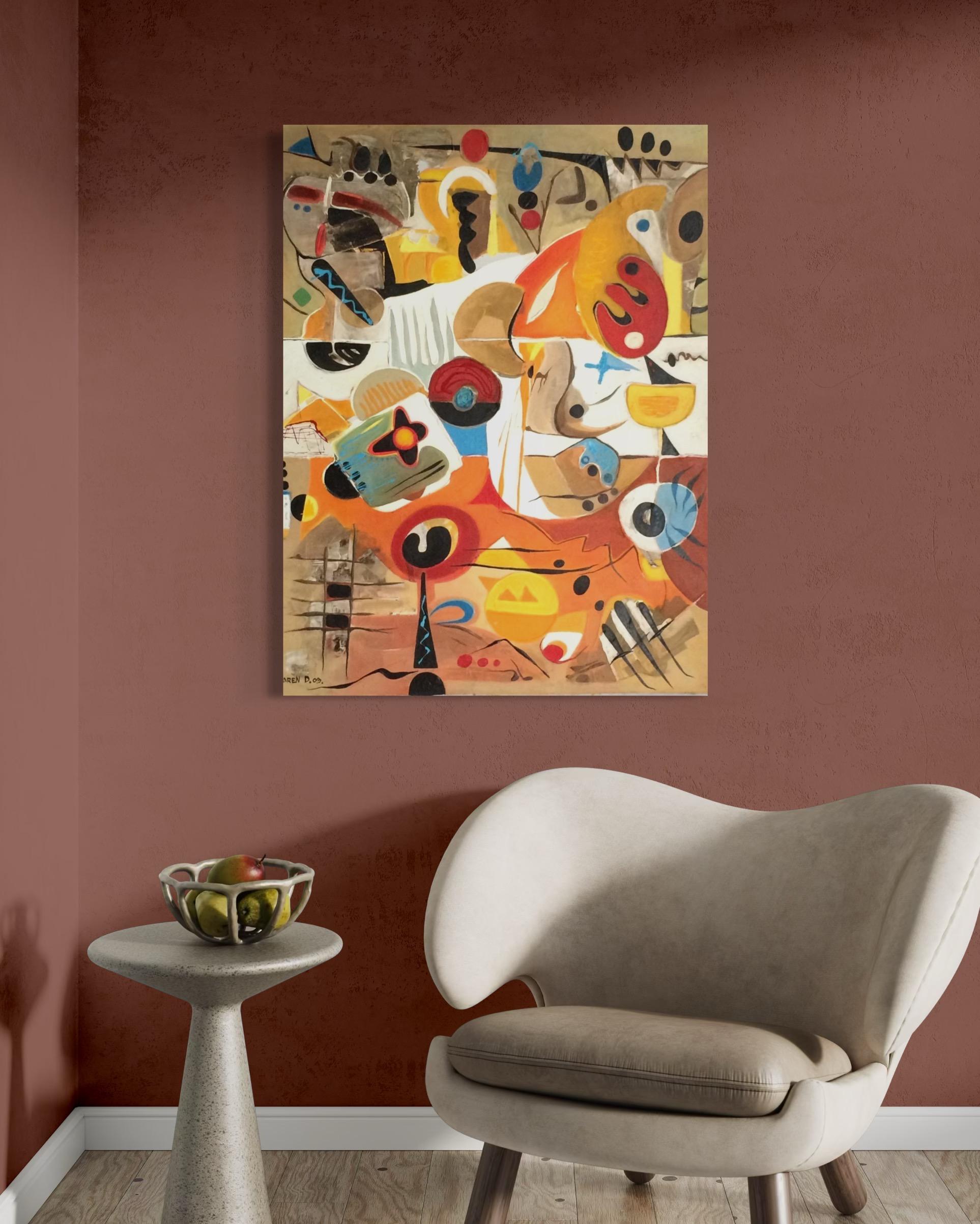 Betrüger in der Stadt Abstrakte Zeitgenössische Kunst Avant-Garde Originalgemälde (Impressionismus), Painting, von Karen Dolukhanyan