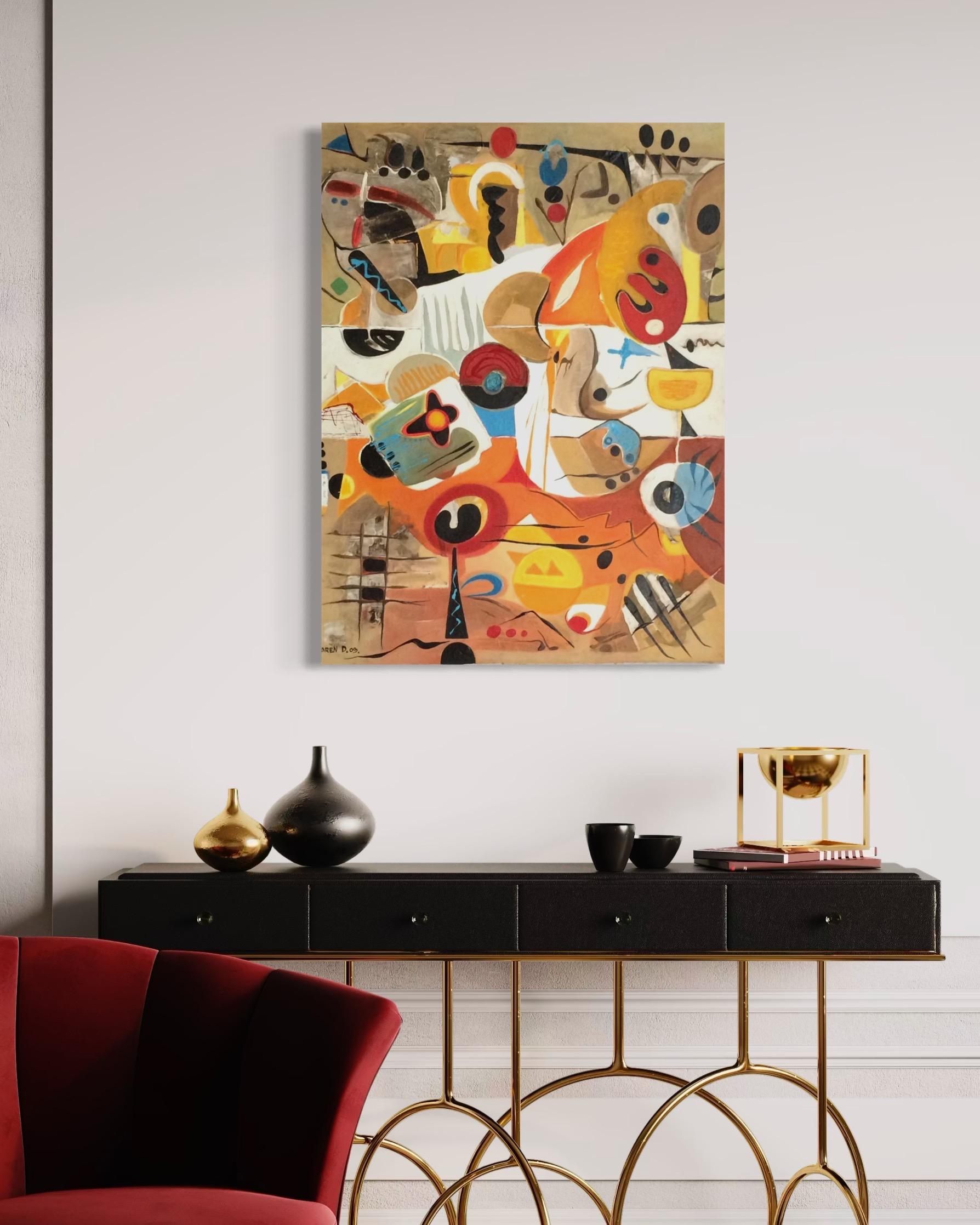 Betrüger in der Stadt Abstrakte Zeitgenössische Kunst Avant-Garde Originalgemälde im Angebot 1