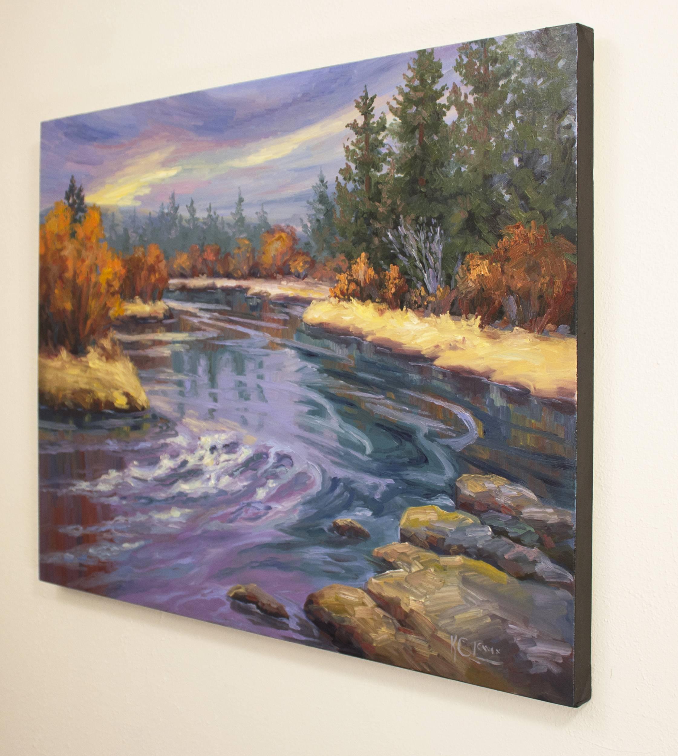 Deschutes Lavender Flow - Painting by Karen E. Lewis