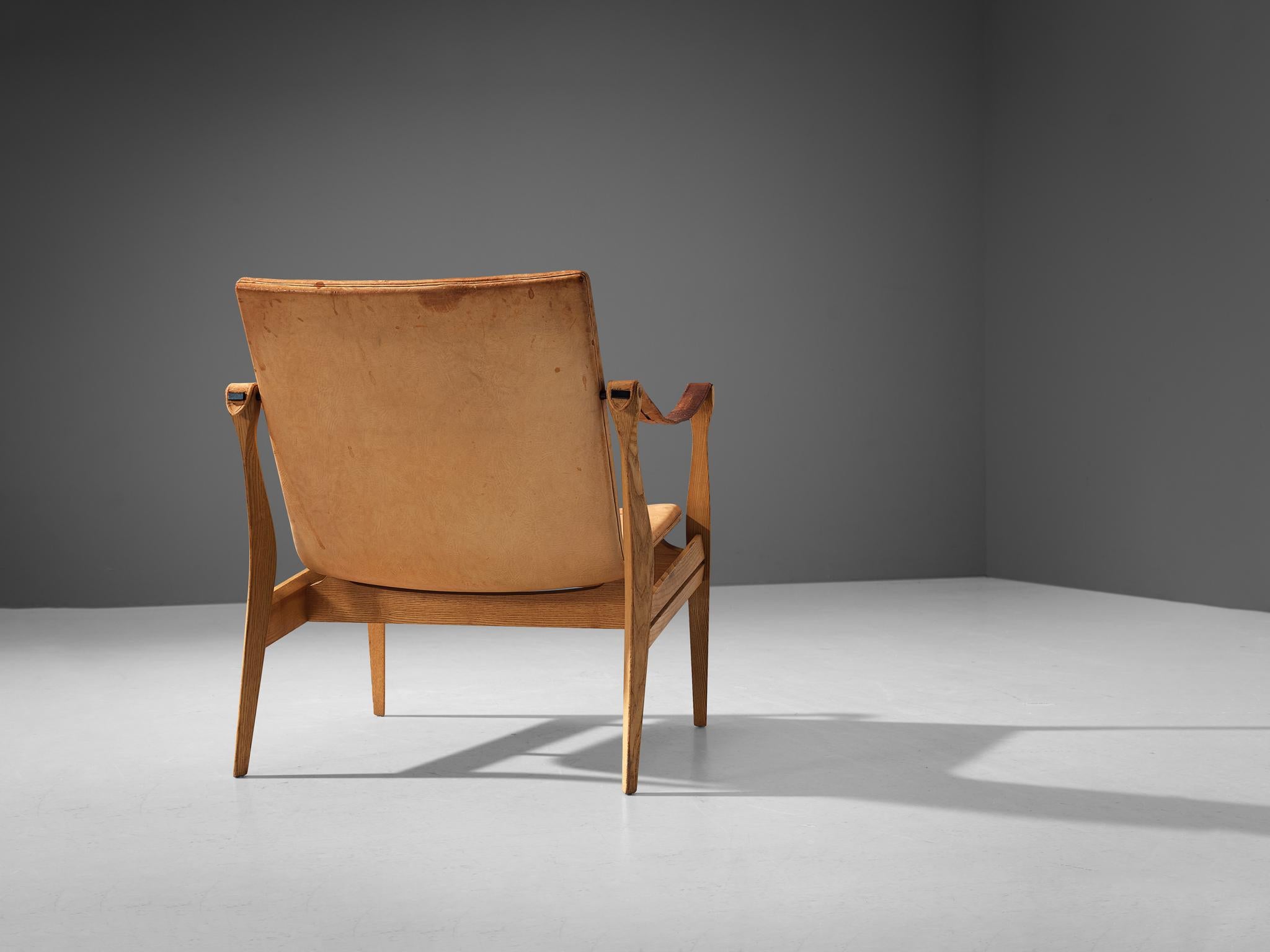 Karen & Ebbe Clemmensen Pair of Safari Chairs in Ash and Patinated Leather 3