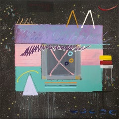 Karen Egren – Untitled 1983 Signed Acrylic on Canvas Memphis Postmodern Painting