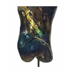 männliche Figur aus Kunstglas Wandskulptur von Karen Ehart Half