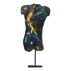 Male Figure Art Glass Wall Sculpture by Karen Ehart Half