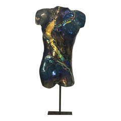 Male Figure Art Glass Wall Sculpture by Karen Ehart Half 