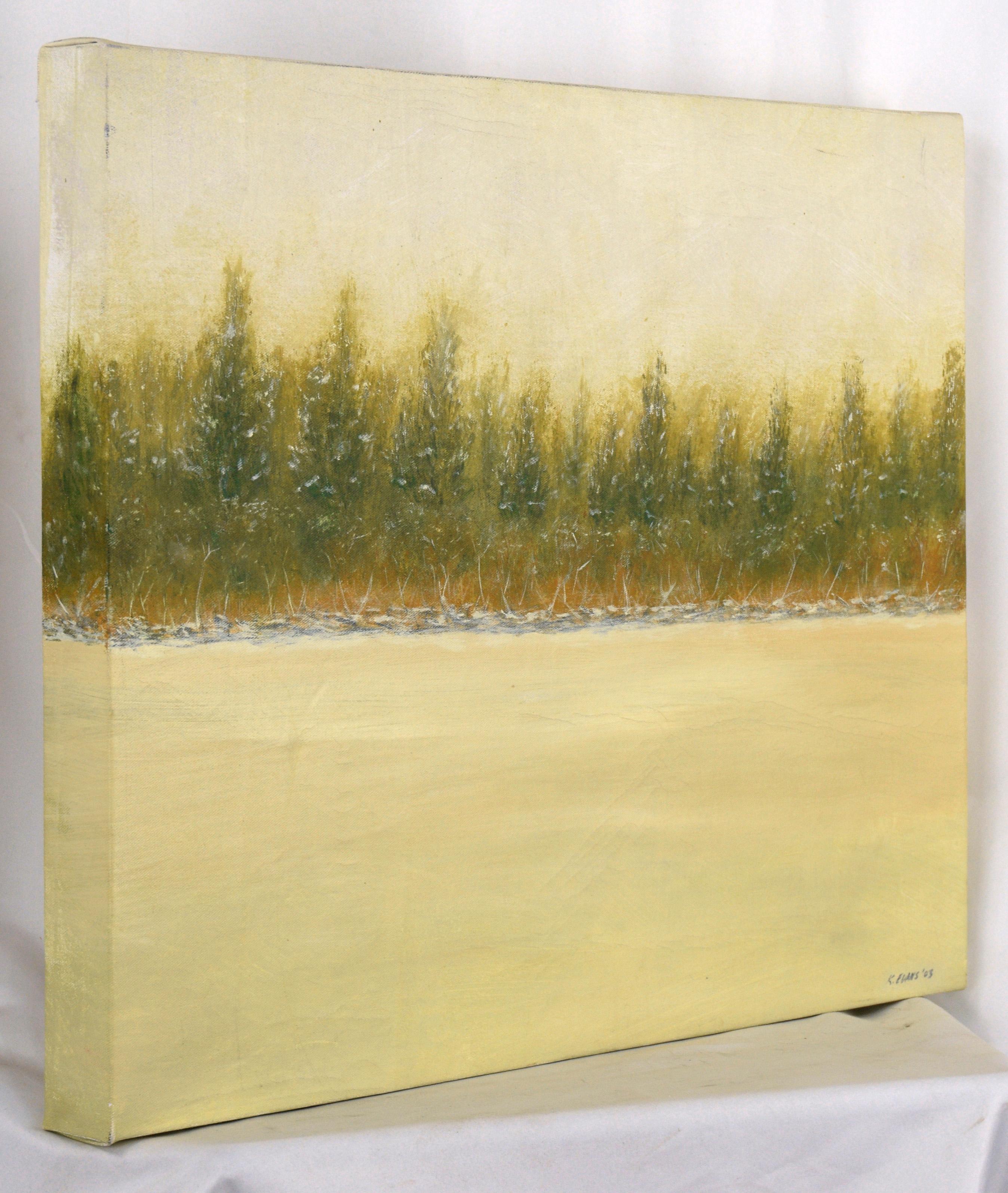 Across the Frozen Pond - Winter Landscape in Oil on Canvas For Sale 3