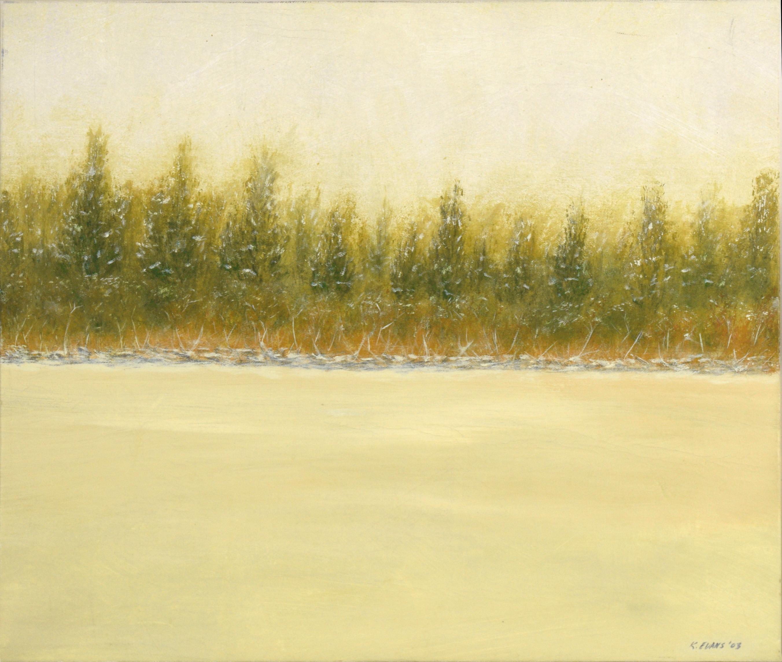 Karen Evans Landscape Painting - Across the Frozen Pond - Winter Landscape in Oil on Canvas