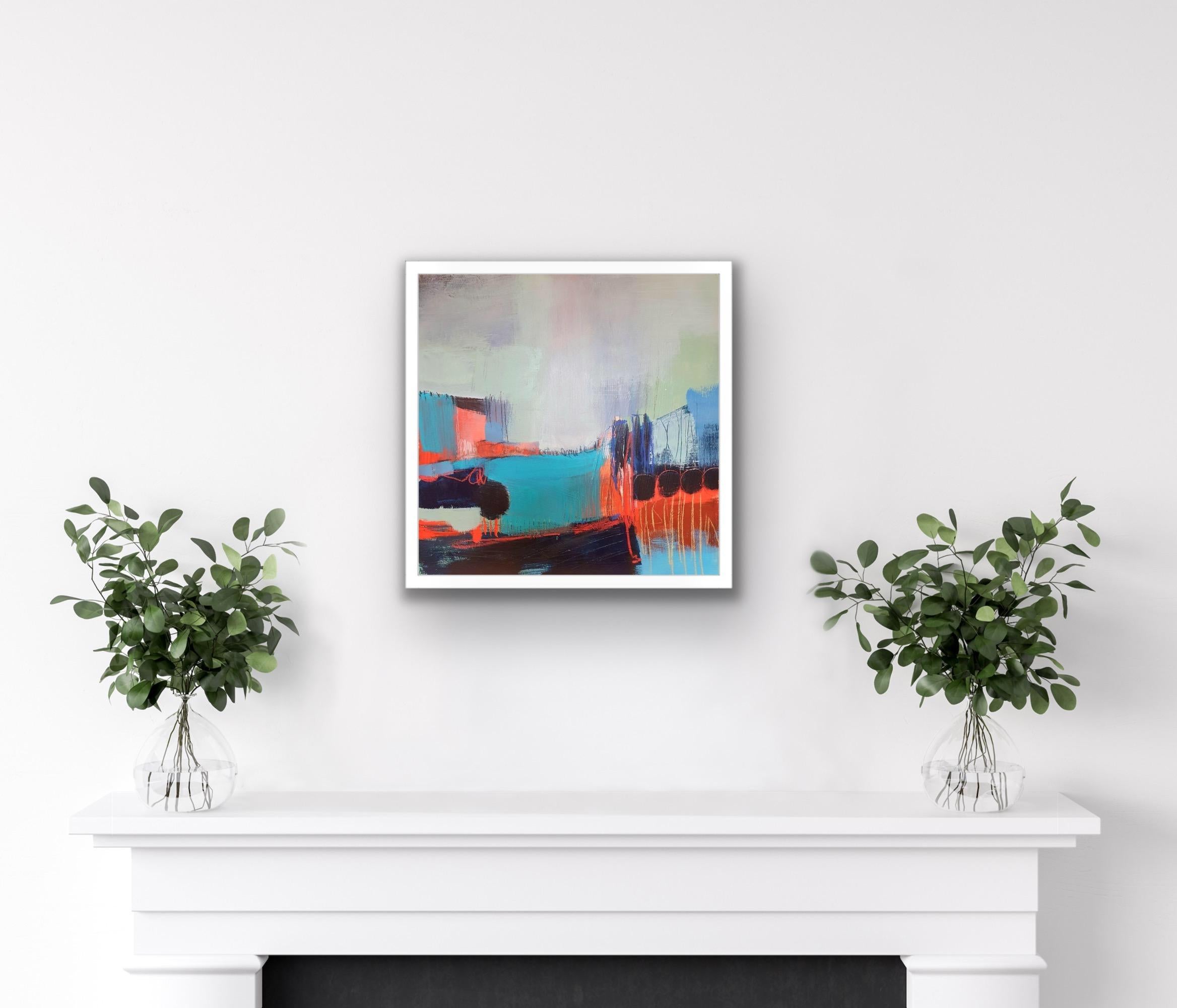 New Horizon di Karen Fitzpatrick, Paesaggio, Arte originale, Tecnica mista, Astratto - Abstract Painting Grigio di Karen Fitzpatrick 