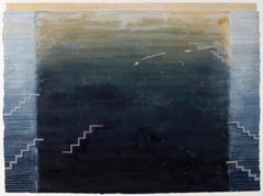 Composizione espressionista astratta con scale in guazzo e inchiostro su carta