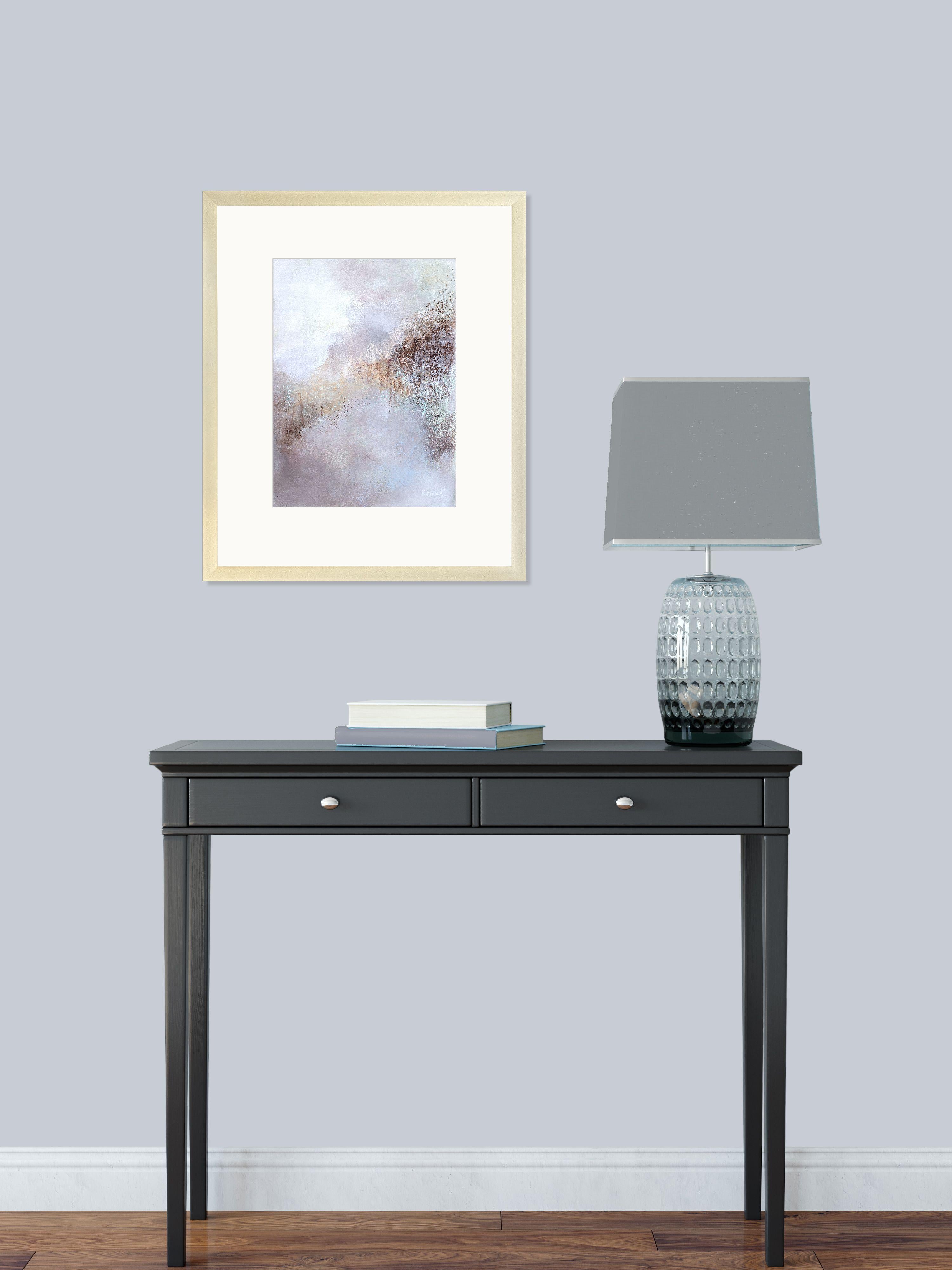 Evaporándose en la niebla, Pintura, Acrílico sobre papel de acuarela - Abstract Painting Gris de Karen Hansen