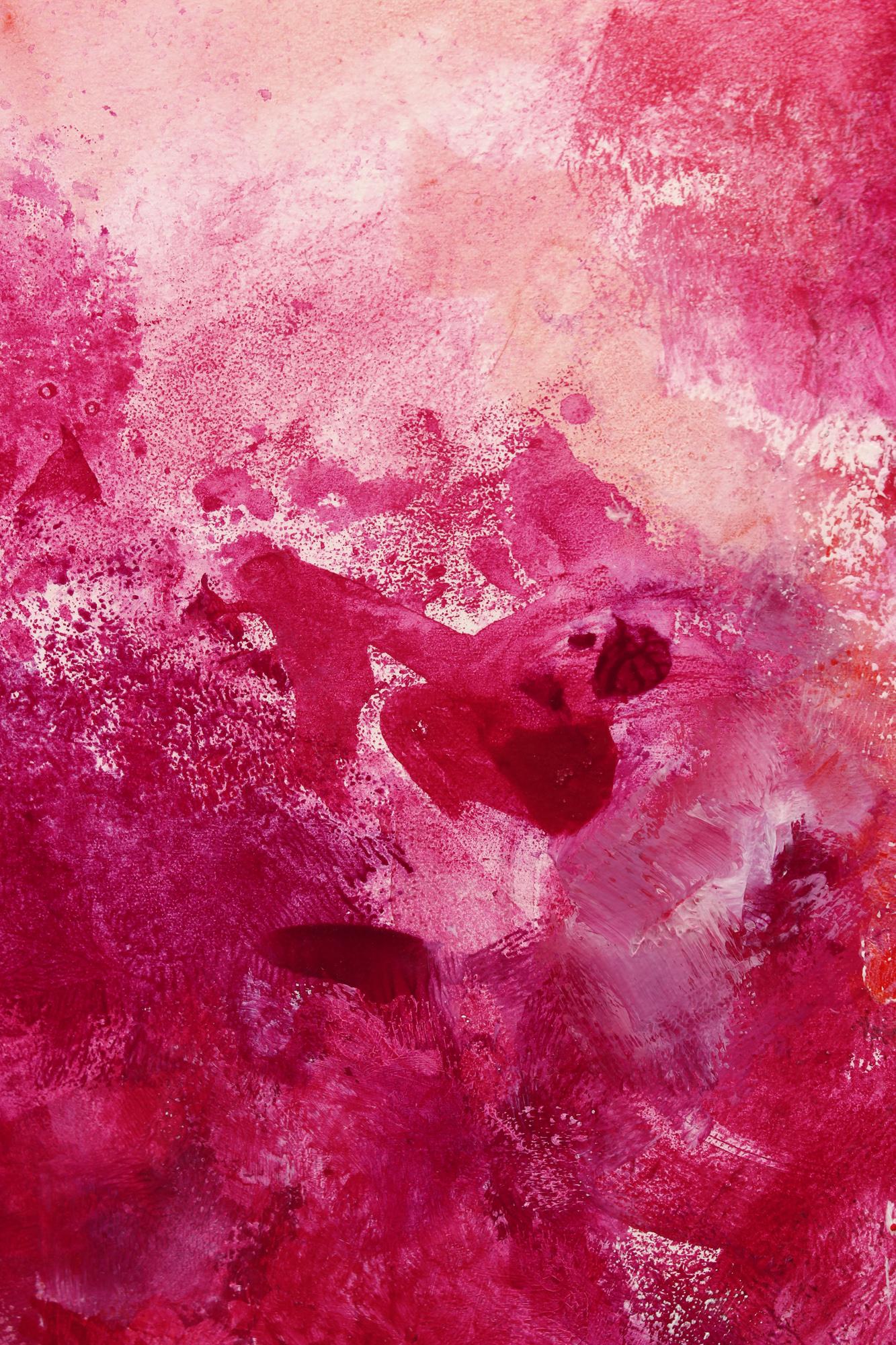Kiss & Tell, Pittura astratta - Abstract Painting Rosa di Karen Hansen
