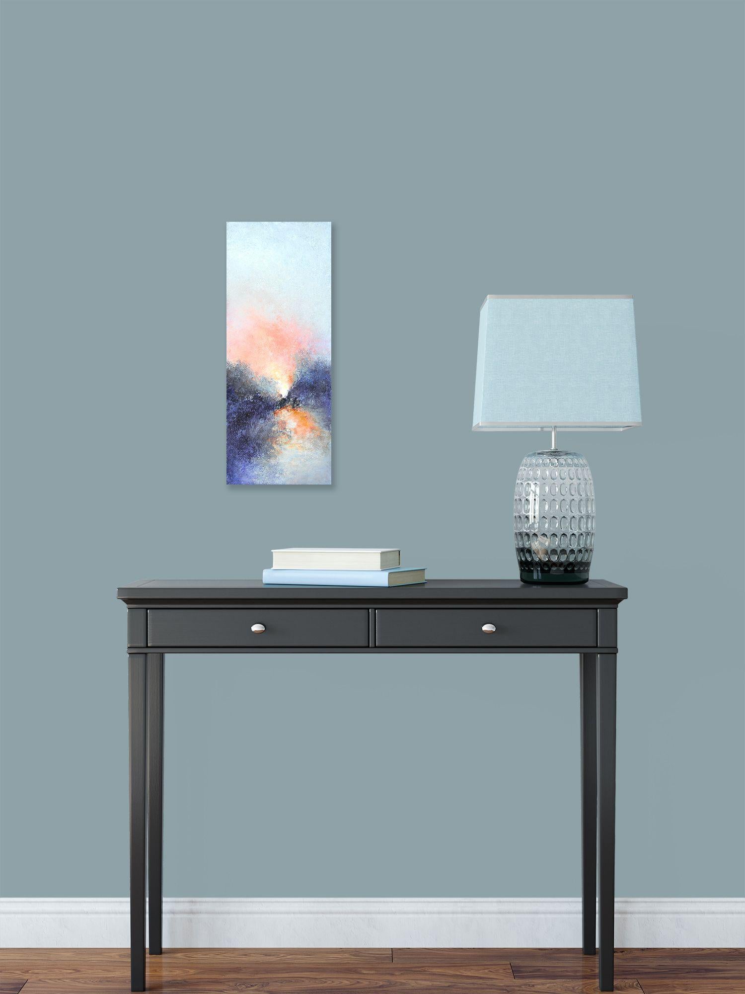 Peace, 5 heures, peinture, acrylique sur panneau de bois - Gris Abstract Painting par Karen Hansen