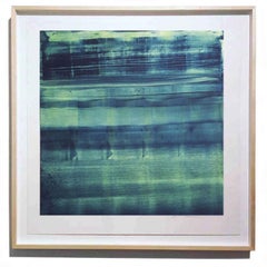 « Wild Is The Wind », abstrait, bleu, vert, monotype, imprimé, contemporain, papier