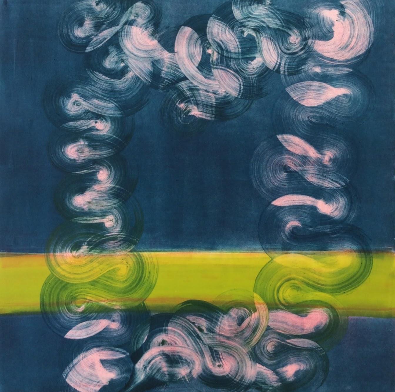 Pink Green Blue II - Abstract Print by Karen J Revis