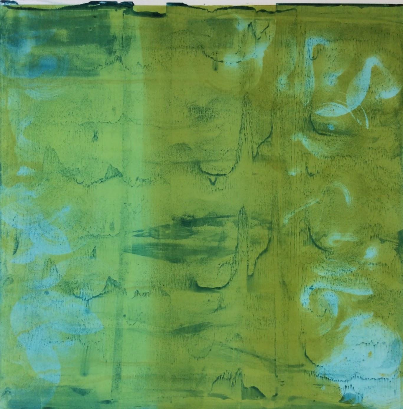 West Green Blue - Painting by Karen J Revis