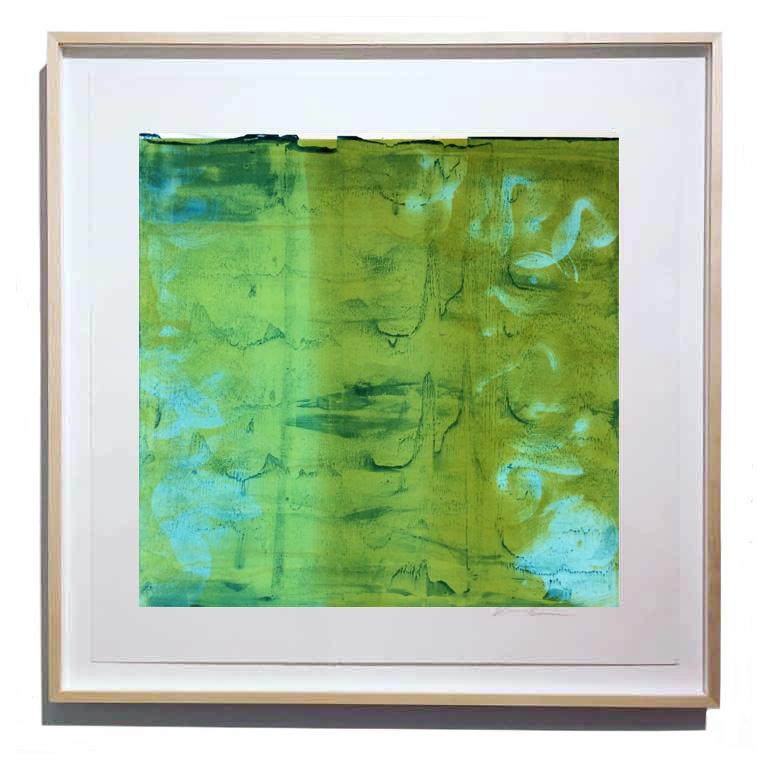 Karen J Revis Abstract Painting - West Green Blue